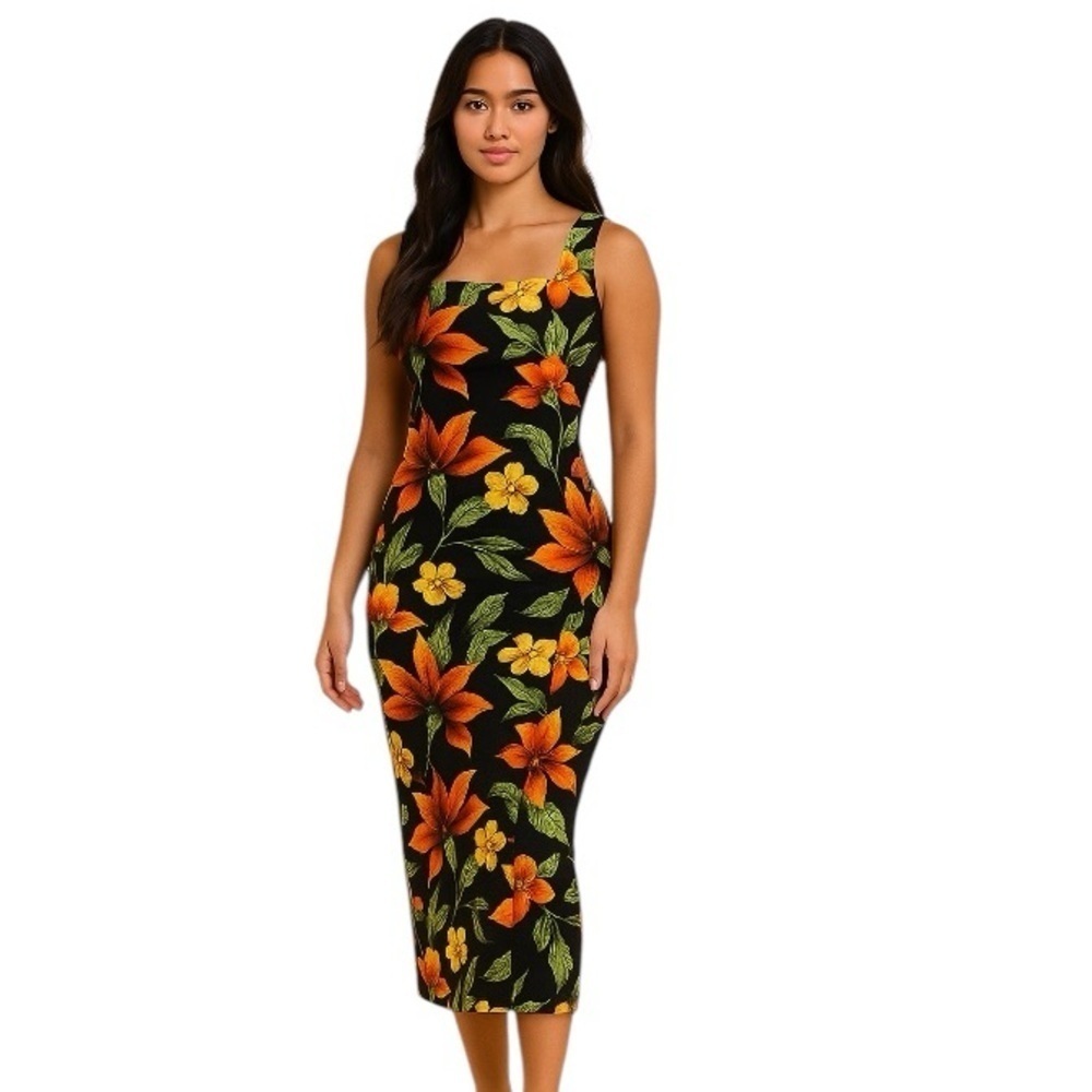Vintage 90’s Rare Sag Harbor Bold Multicolor Tropical Floral Maxi Dress Size 8